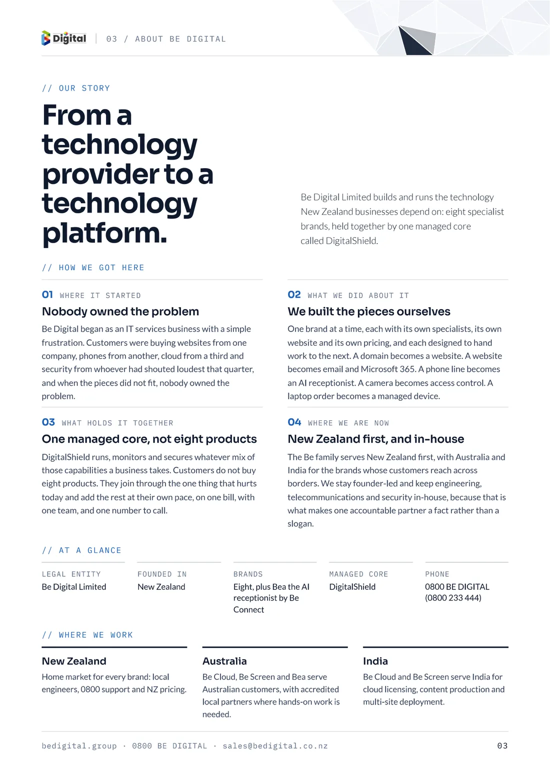 Portfolio page 3 — From a technology provider to a technology platform.