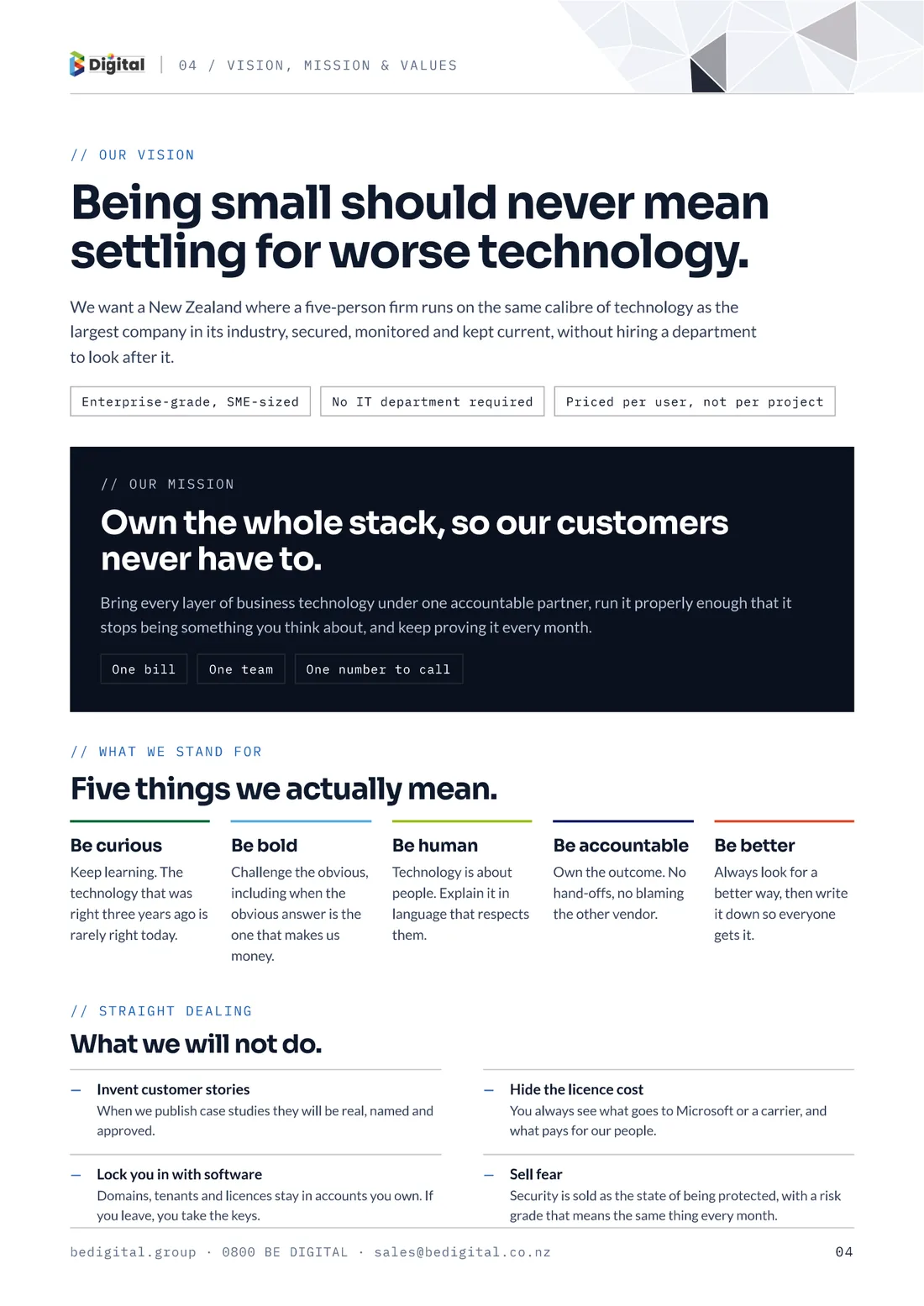 Portfolio page 4 — Being small should never mean settling for worse technology.