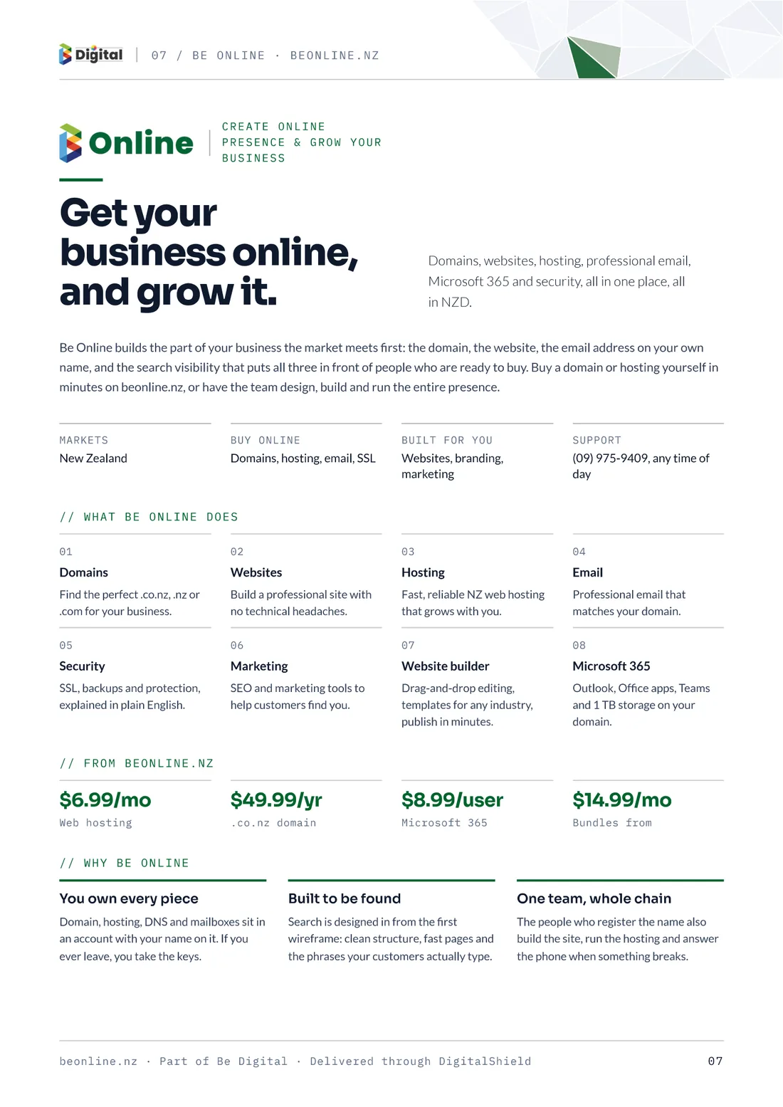 Portfolio page 7 — Be Online — Get your business online, and grow it.