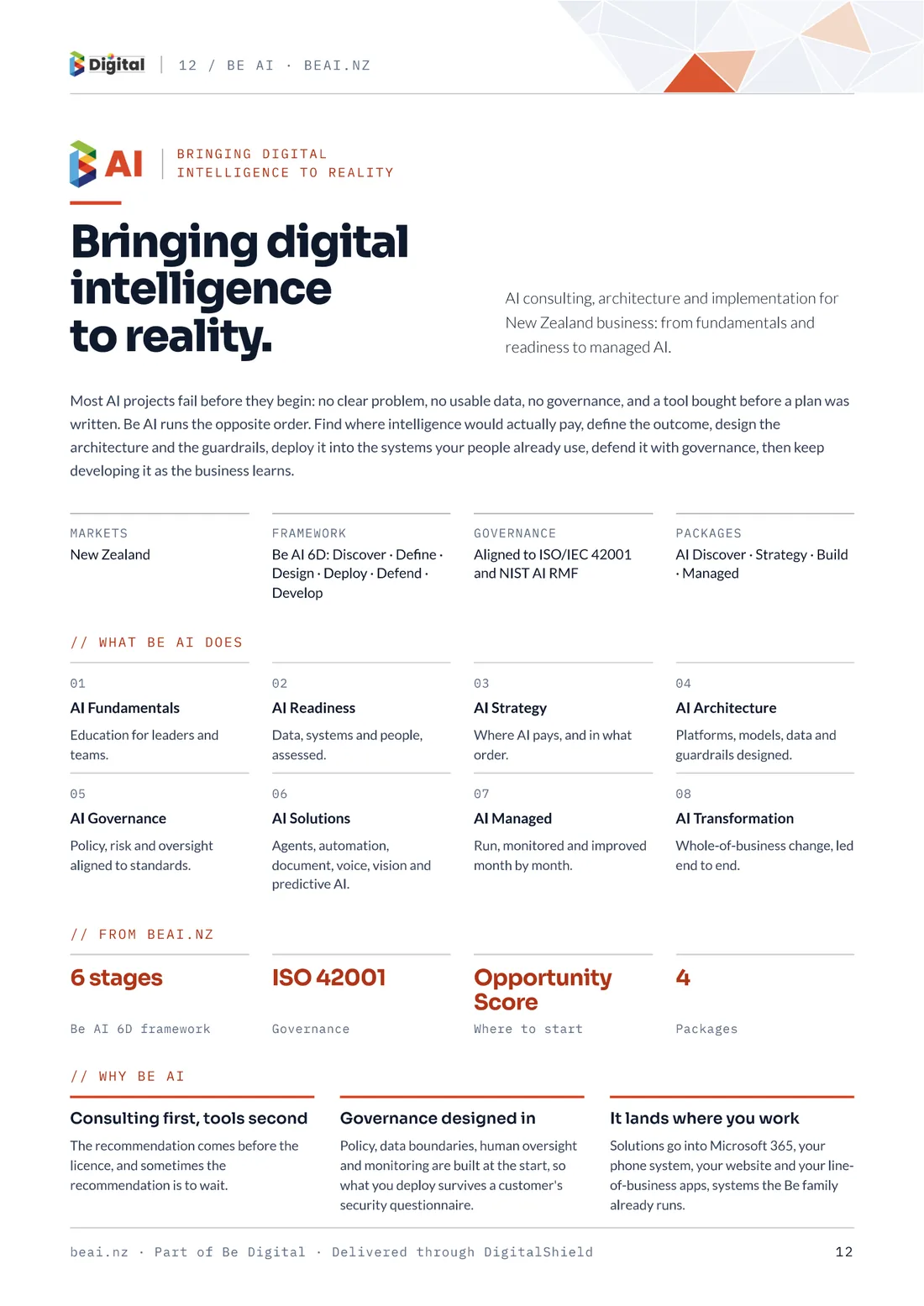 Portfolio page 12 — Be AI — Bringing digital intelligence to reality.