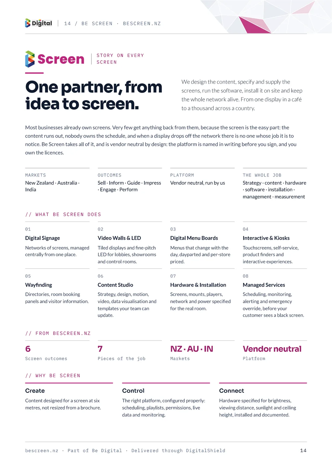 Portfolio page 14 — Be Screen — One partner, from idea to screen.